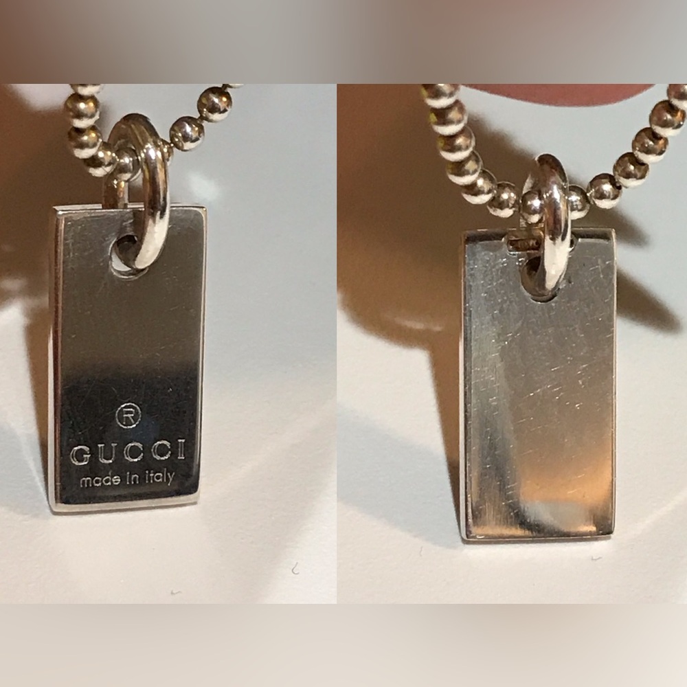 GUCCI Silver Ag925 Logo Plate Charm 😍❤️ - Picture 5 of 17